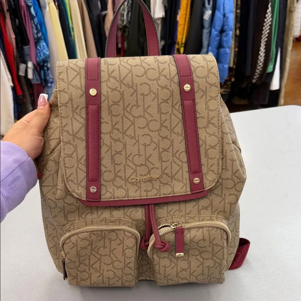 Calvin Klein Tan and Red Women's Backpack